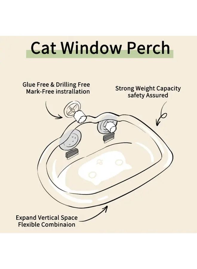 Transparent Brown Cat Hammock Sunning Platform Extra Large Thickened Suction Cup Hanging Bed - Image 3